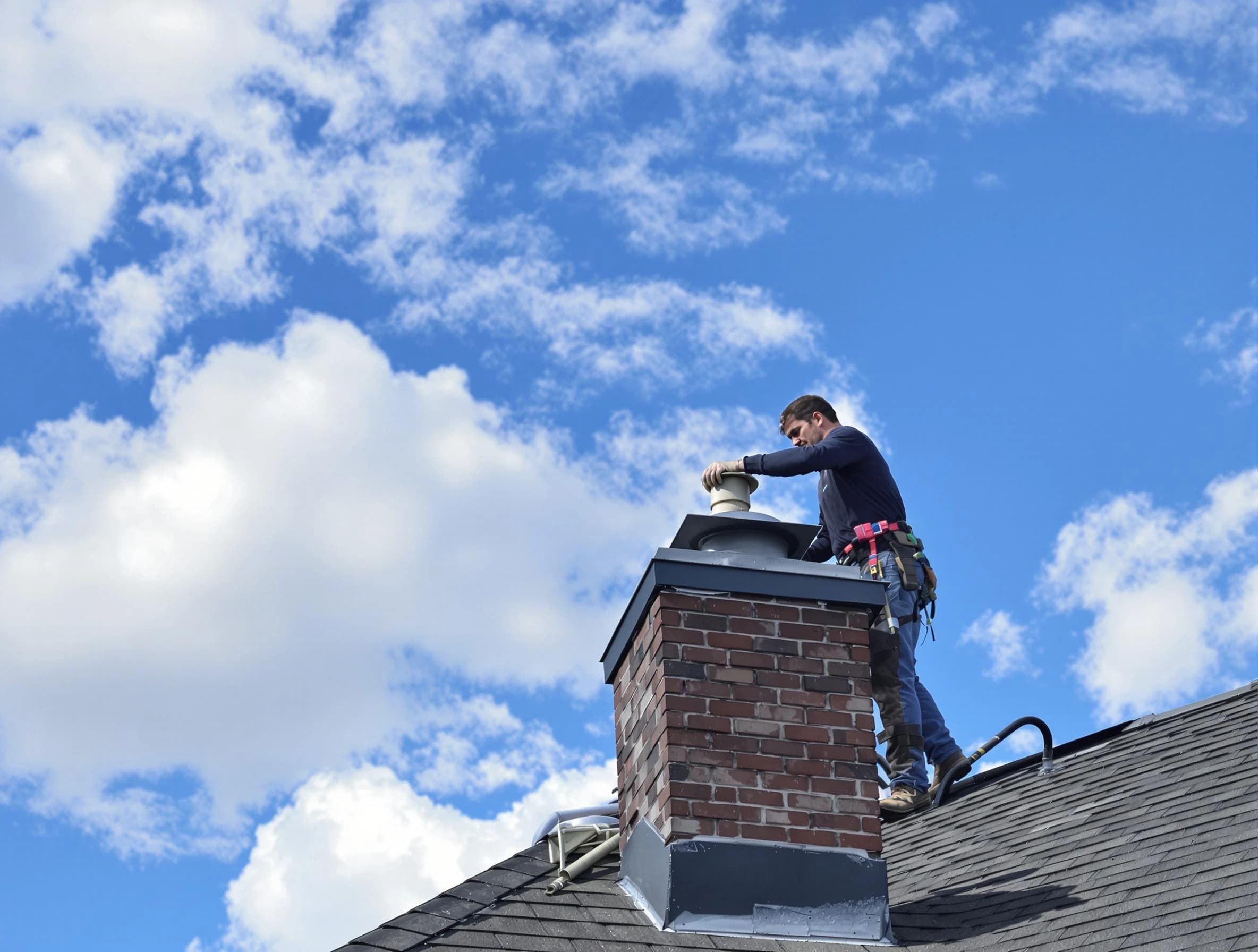 Andover Chimney Sweep installing a sturdy chimney cap in Andover, MA