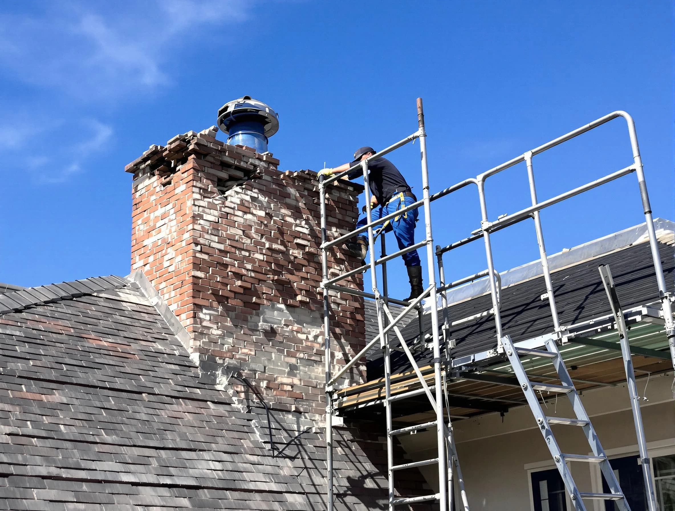 Rebuilding a chimney structure by Andover Chimney Sweep in Andover, MA
