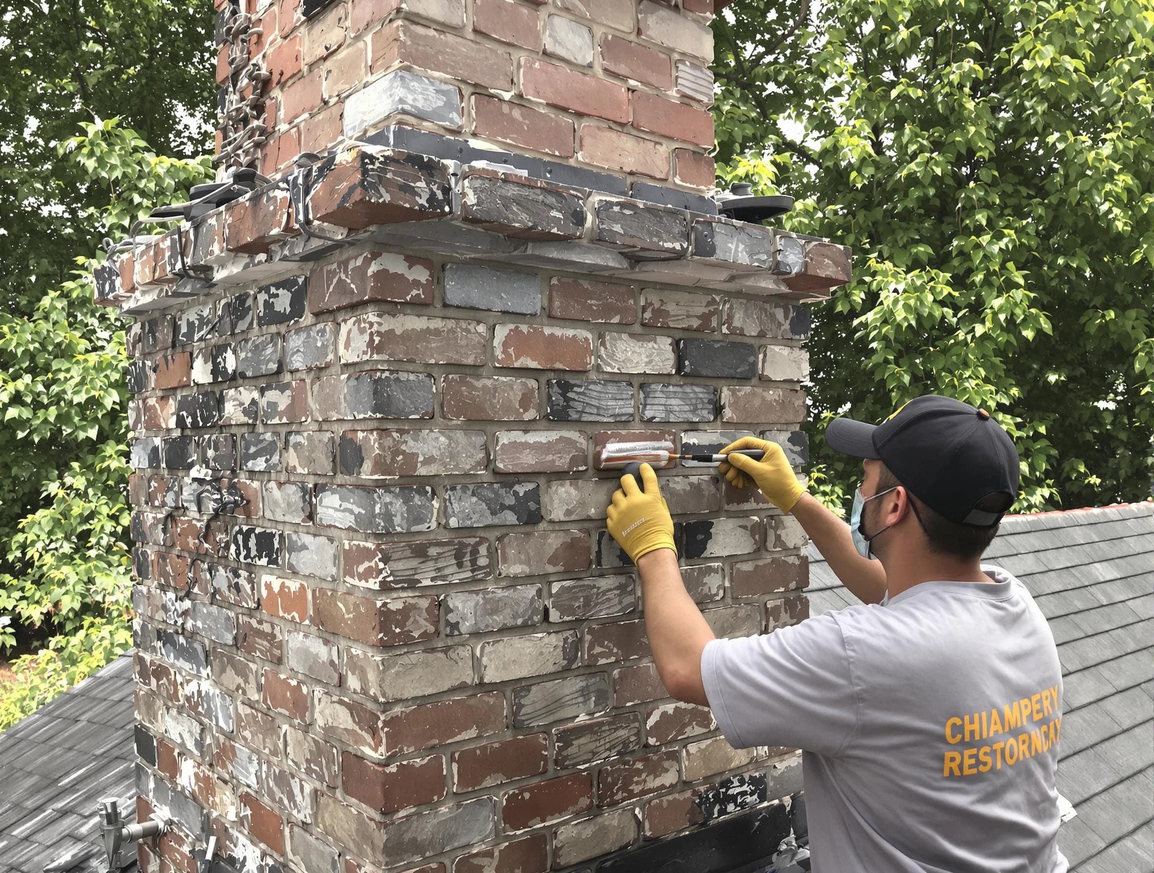 In-progress chimney restoration by Andover Chimney Sweep in Andover, MA