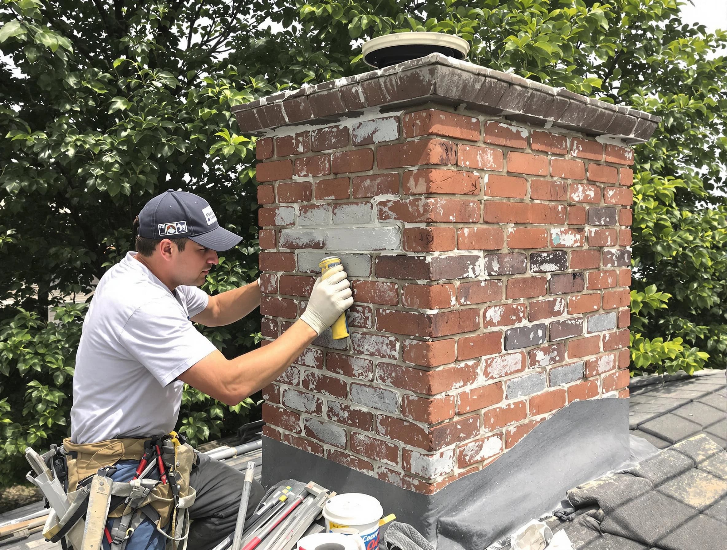 Andover Chimney Sweep restoring an aging chimney in Andover, MA