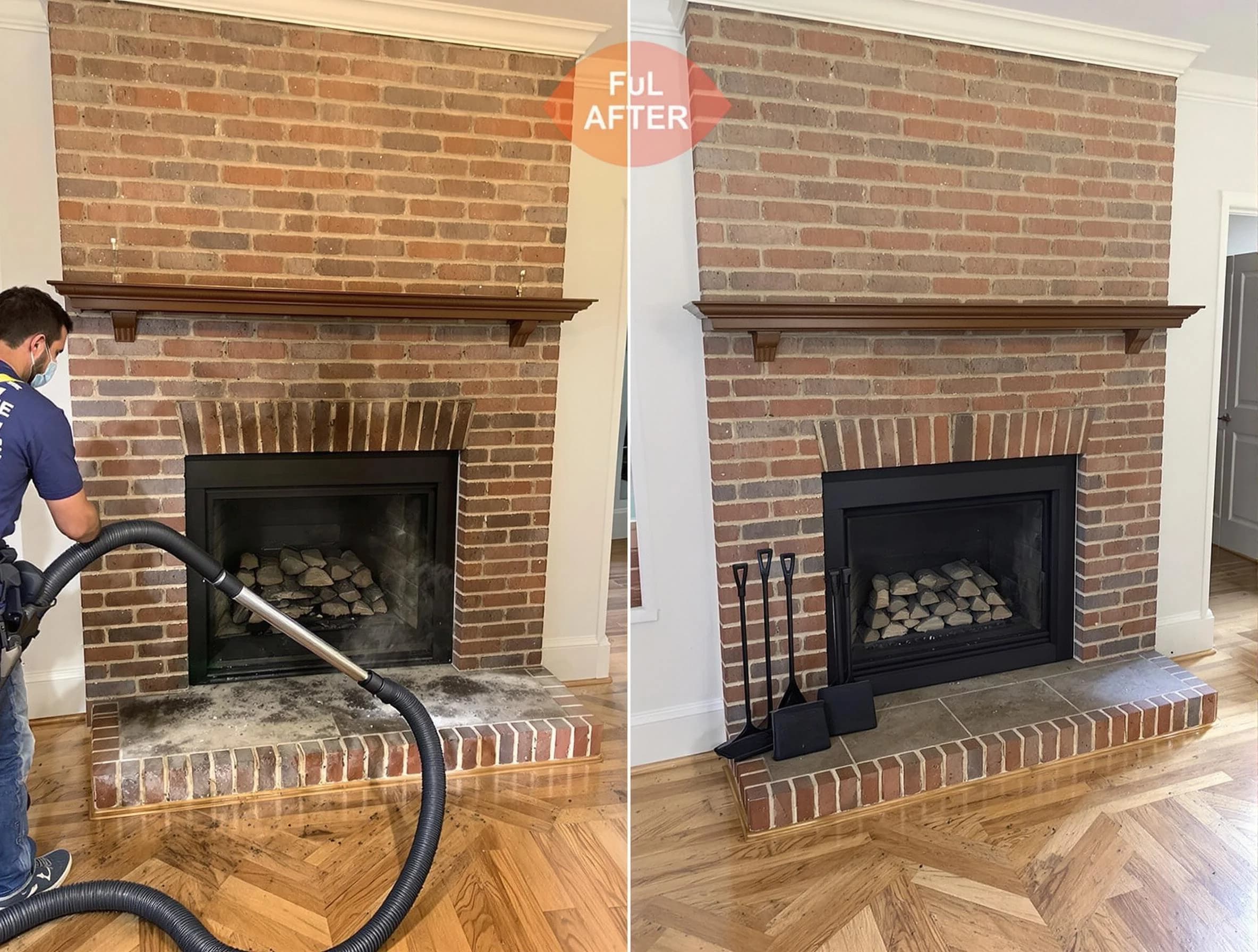 Andover Chimney Sweep carefully sanitizing a fireplace in Andover, MA