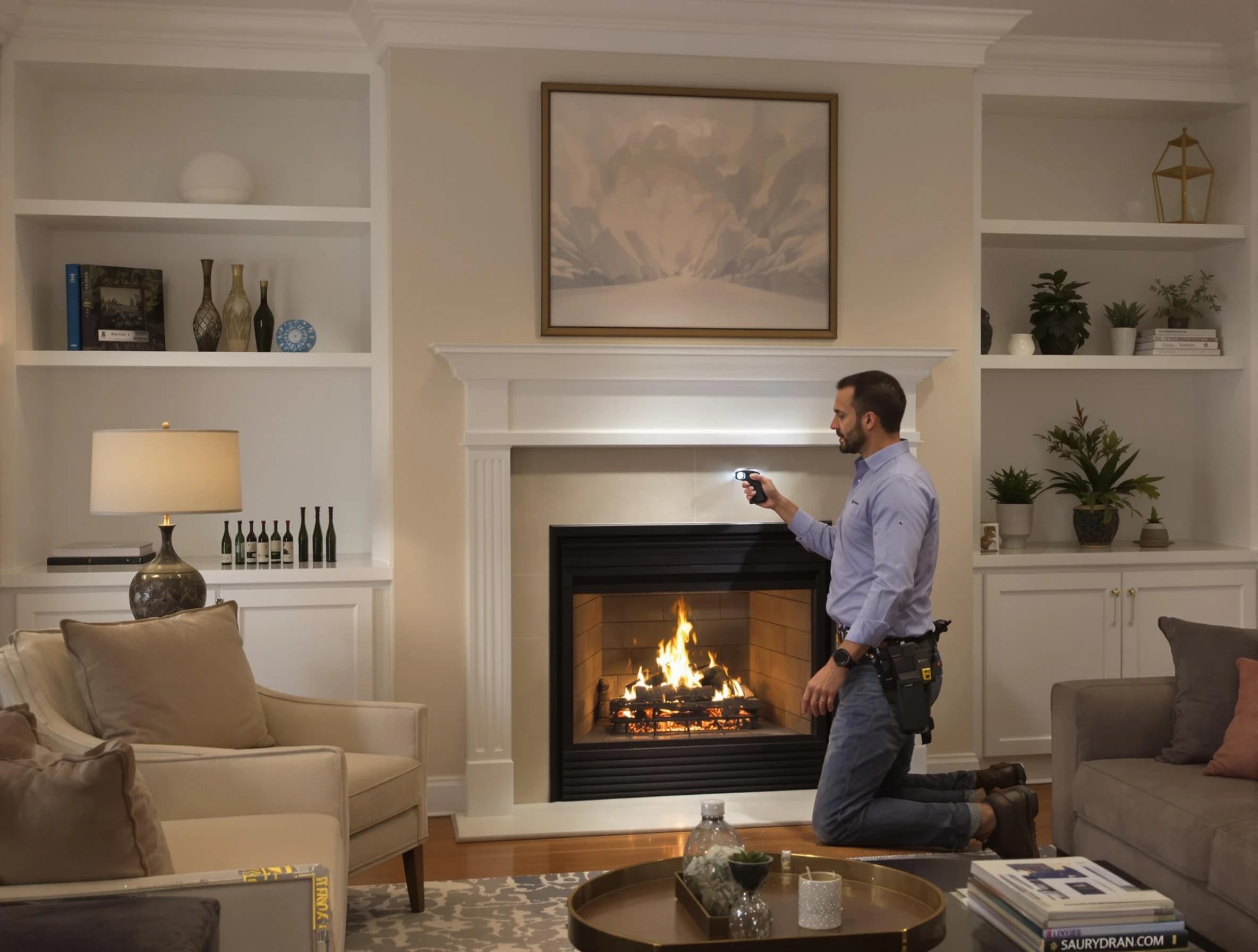 Andover Chimney Sweep conducting a fireplace safety inspection in Andover, MA