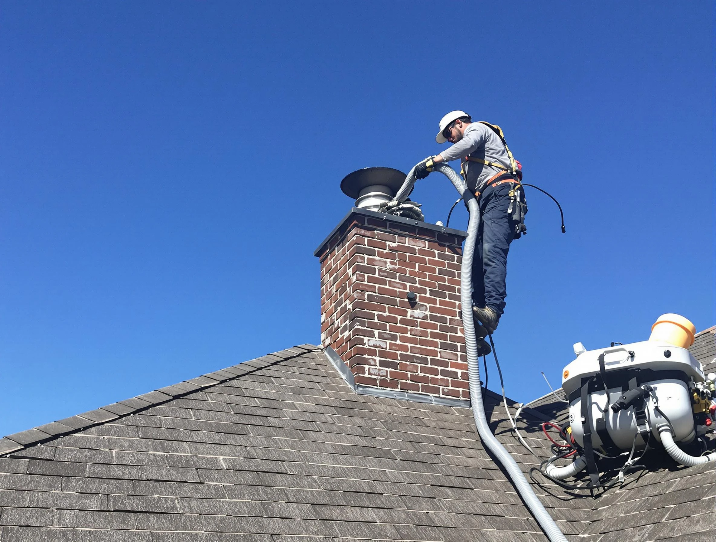 Dedicated Andover Chimney Sweep team member cleaning a chimney in Andover, MA