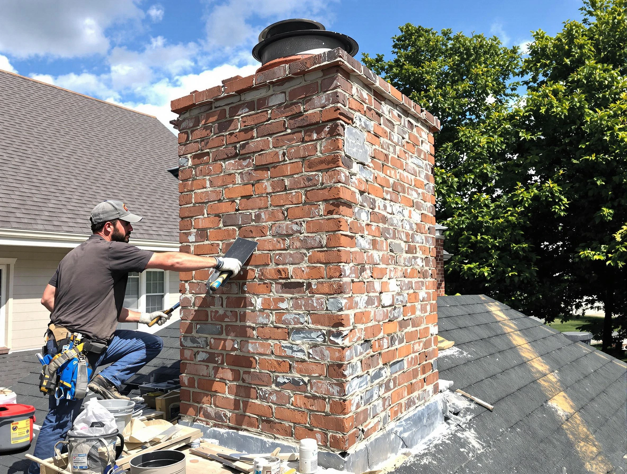 Completed chimney rebuild by Andover Chimney Sweep in Andover, MA