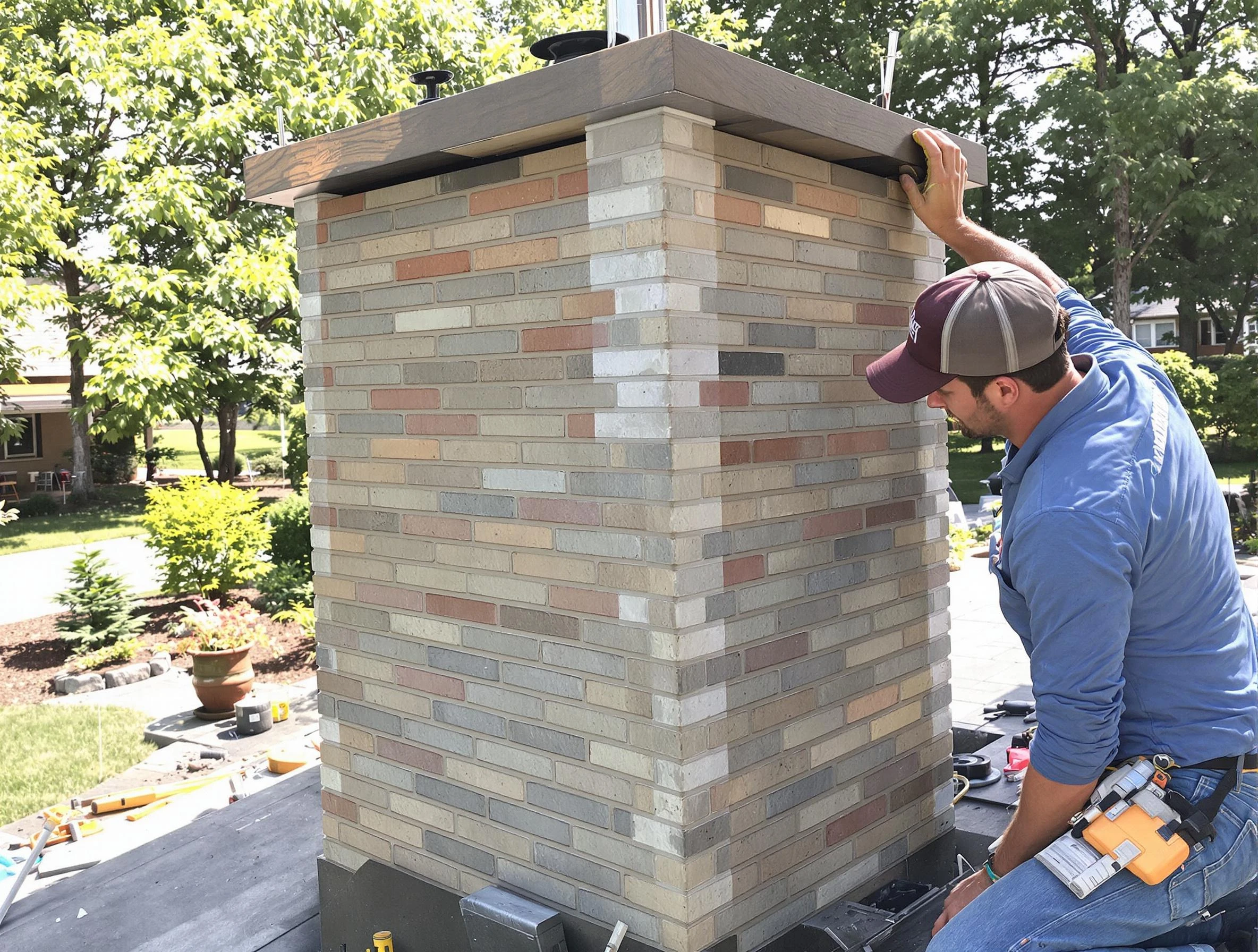 Andover Chimney Sweep completing a modern chimney remodel in Andover, MA