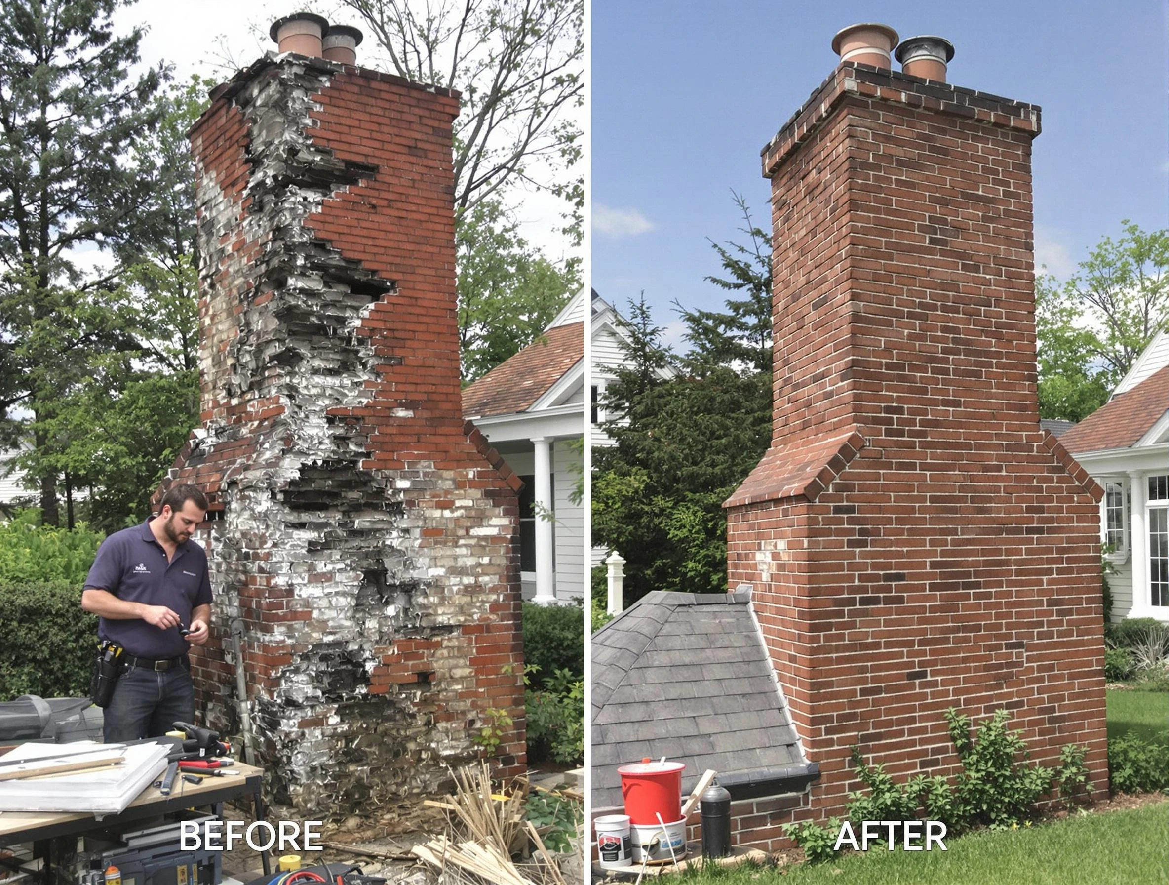 Andover Chimney Sweep performing a full chimney restoration in Andover, MA