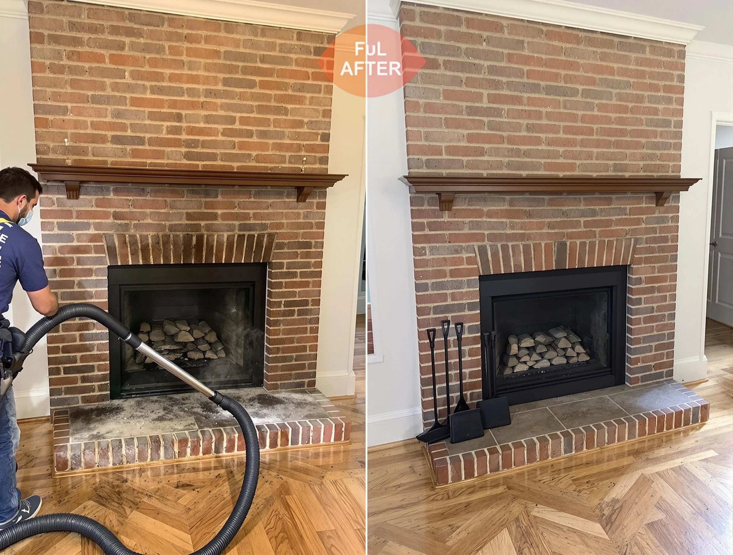 Andover Chimney Sweep carefully sanitizing a fireplace in Andover, MA