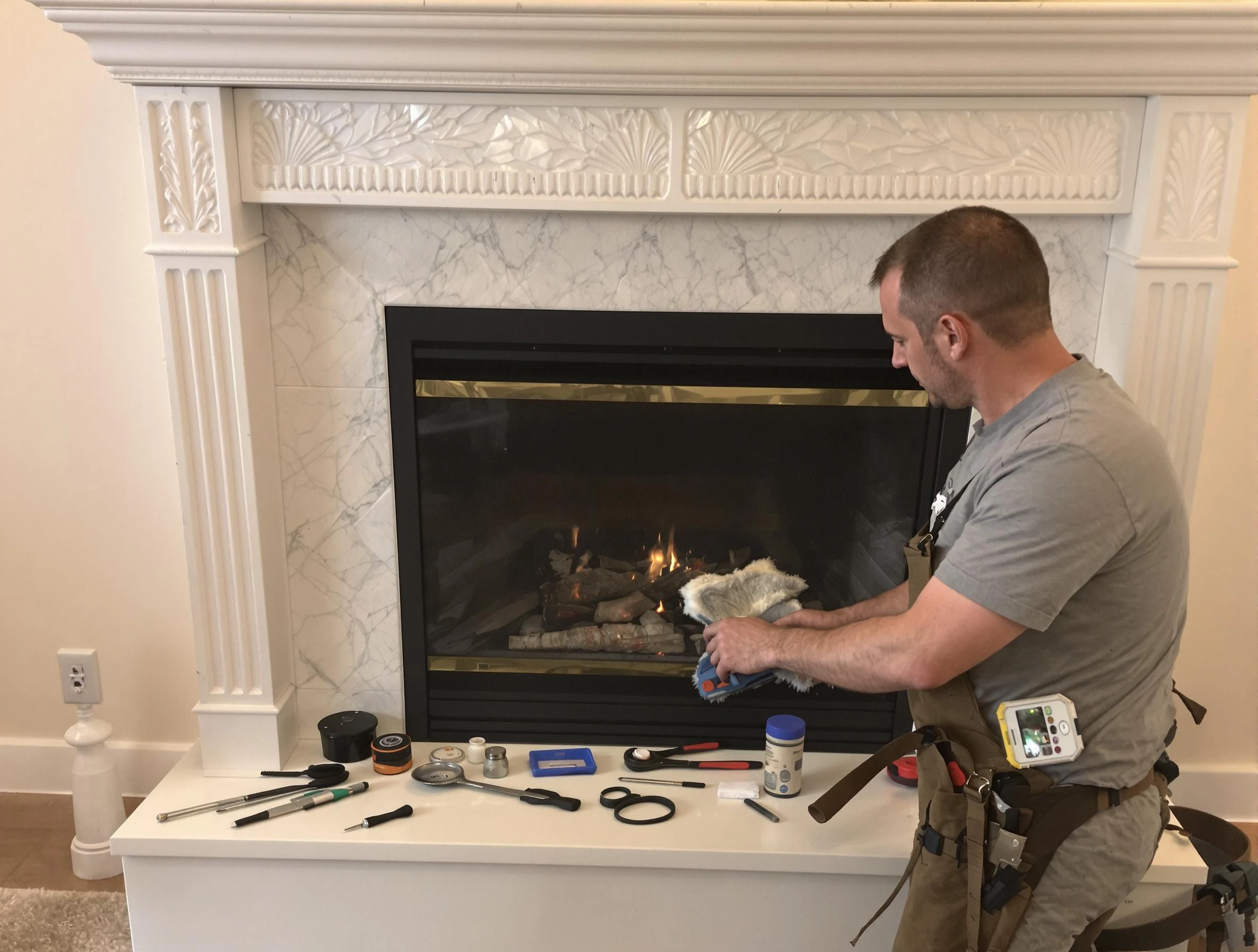 Andover Chimney Sweep performing fireplace maintenance in Andover, MA